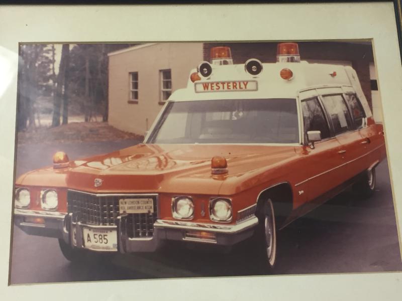 A 1970 Cadillac Superior Ambulance.